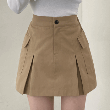 Kayla Cargo Banding Pleated Mini Skirt (2color) [Spring Skirt/Seasonal Season/Cherry Blossom/Overseas/Jeju Island Look/Flower]