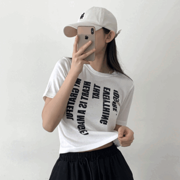 [1+1 discount] Bedy basic fit lettering ribbed cropped short-sleeved T-shirt (2 colors) [Summer t-shirt/white t-shirt/sticky/summer new/vacation look/vintage]
