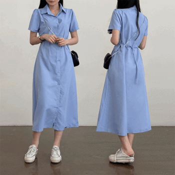Ted Loose fit Pintuck Shirt Long dress (3 colors) [New Summer Dress / Guest Dress / Picnic / Flower viewing / Vacation]