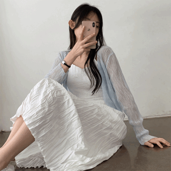 Mongya Wrinkle Bustier String Sleeveless Long Dress (2 colors) [Vacation Look/Jeju Look/Summer New Product/Summer Styling/Vacation/Summer Dress]