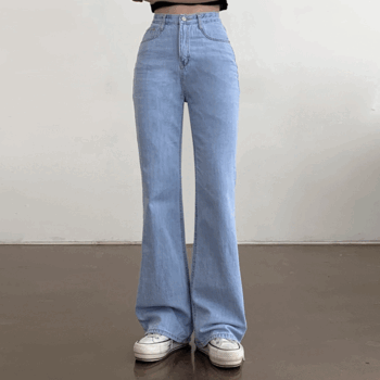 Feiram High Waist Semi Wide Bootcut Jeans [Light Blue / Summer Pants / Summer New Product / Picnic / Flower View / Summer Denim]