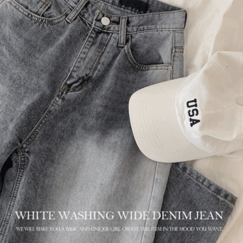 [Short, Long/Length Selectable] Meal High-Waist White Washing Wide Jeans [High-Waist Denim/Summer Jeans/Blue/Denim/Summer New/Vintage]