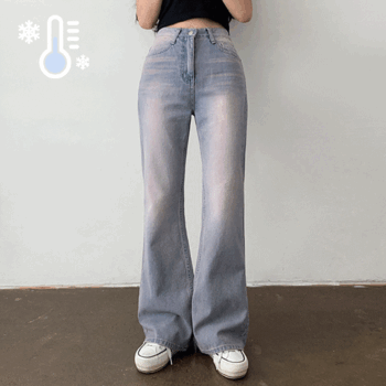Insiders&#039; high-waist color washing semi-wide bootcut jeans [summer pants / new summer / light blue / high-waist denim / pink / vintage]