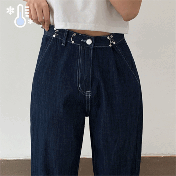 [Short, basic, long/length selection] Demus high-waist buckle stitch wide jeans (2 colors) [summer jeans / height pants / summer denim / cool denim / summer new / campus look]