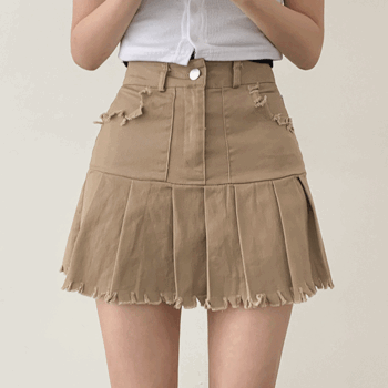 Charon Damage Cutting Pleated Mini Skirt (3 colors) [New Summer / Summer Skirt / Wrinkle / Vintage / Summer Look / Picnic]
