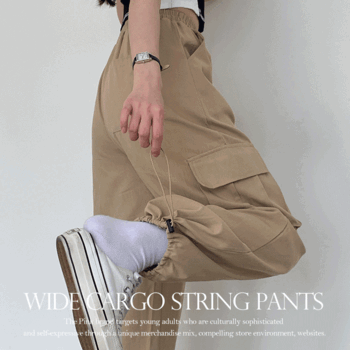 Kenne Bendable Wide Cargo String Pants (3 colors) [Jogger Pants / New Summer / Overseas / Festival / Training Pants / Summer]
