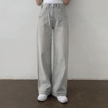Long high-waist washed-out wide jeans [Summer pants/denim/Festival/Vintage/Jeans Fashion]