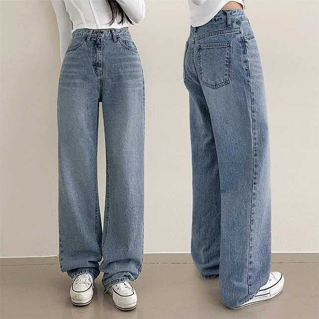 Genma High-waist washed-out wide jeans [New fall/autumn jeans/campus look]