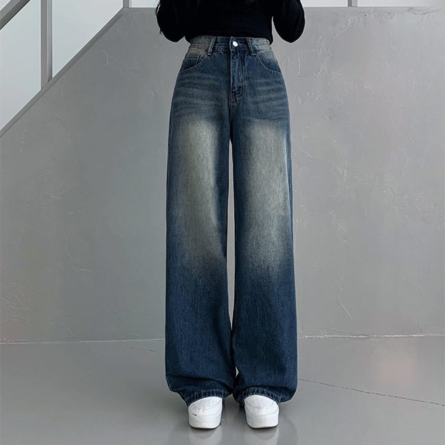 Neroan High-waist Vintage Washing Wide Jeans [New Autumn Product/y2k/Denim/Wide Pants]