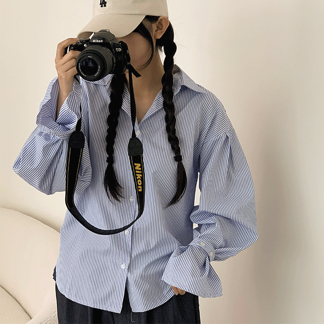Shub Loose Fit Sleeve Pintuck Stripe Shirt (2 colors) [New Autumn/Unique/Daily Look]