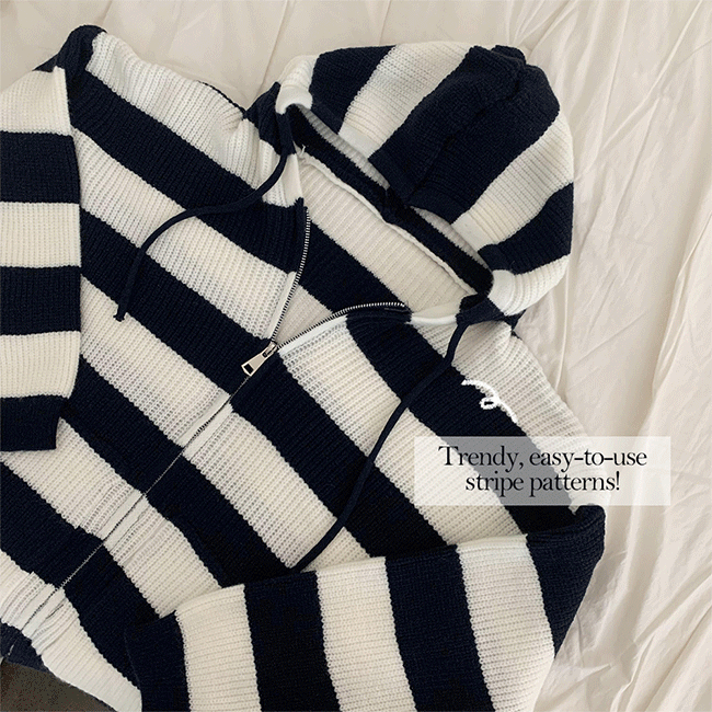 Spie Loose Fit Danjara Hooded Knitwear Zip-Up [Cardigan/Striple/Waffle/Hooded Zip-Up Coordination/Hoodie/y2k]