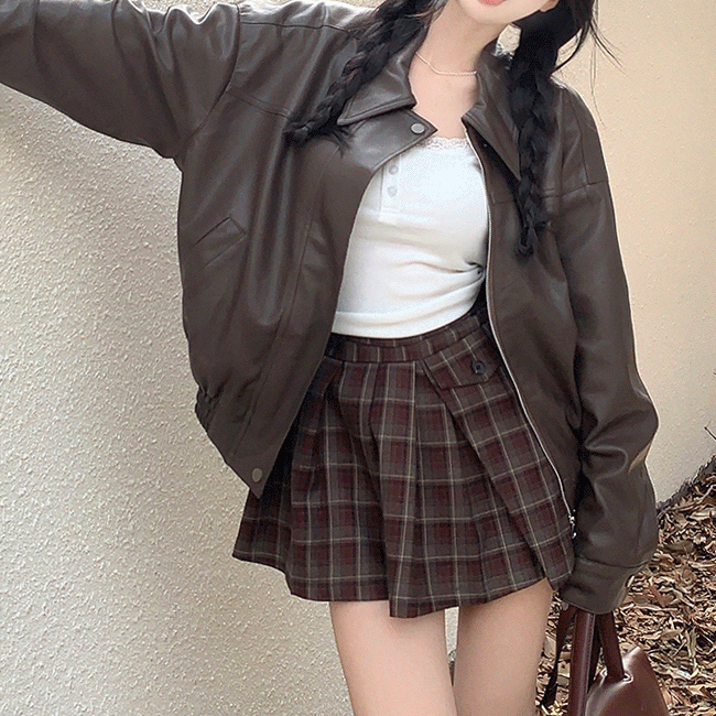 Kiran Oversized Fit Leather Jacket (3 colors) [New Winter/Outwear/Rider Jacket]