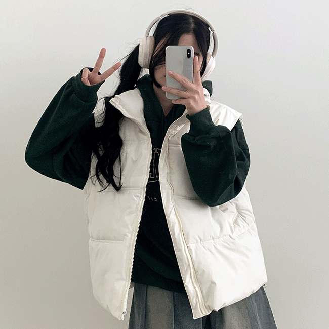 Mi San Oversized Fit String Padded Vest (3 colors) [New fw/Autumn New/High-Neck/Couple Padding]