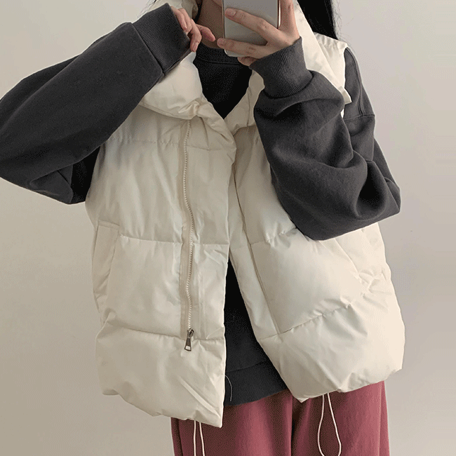 [1+1 discount] Maya Oversized Fit String Padded Vest (3 colors) [Winter Outer/Layered/Best/Light Padded]