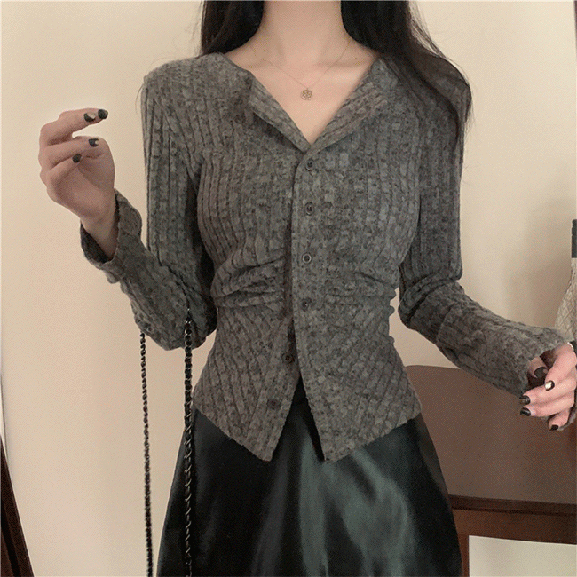 Raffel Slim V-Neck Knit Cardigan (3 colors) [New Winter/Date Look/Feminine]