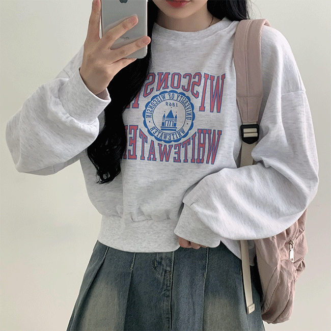 [1+1 discount] Jackie Loose fit Cropped printed sweatshirt (3 colors) [Daily/Semi-Crop/Autumn New]