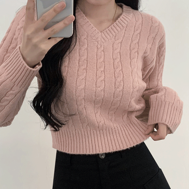 Chua Basic Fit Cropped V-neck Knitwear (5 colors) [New fall/Basic/Daily Look]