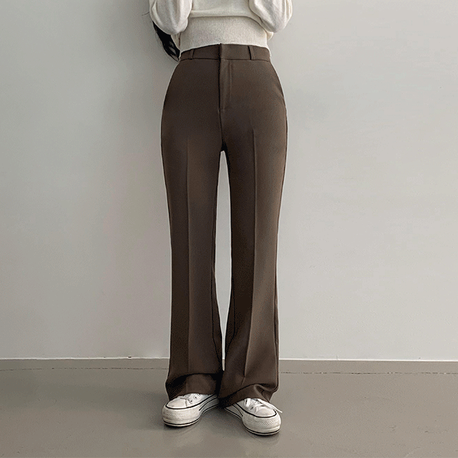 Fit High Waist Slim Bootcut Slacks (2 colors) [Autumn Guest Look / Office Look / Cotton Pants / Autumn Slacks]
