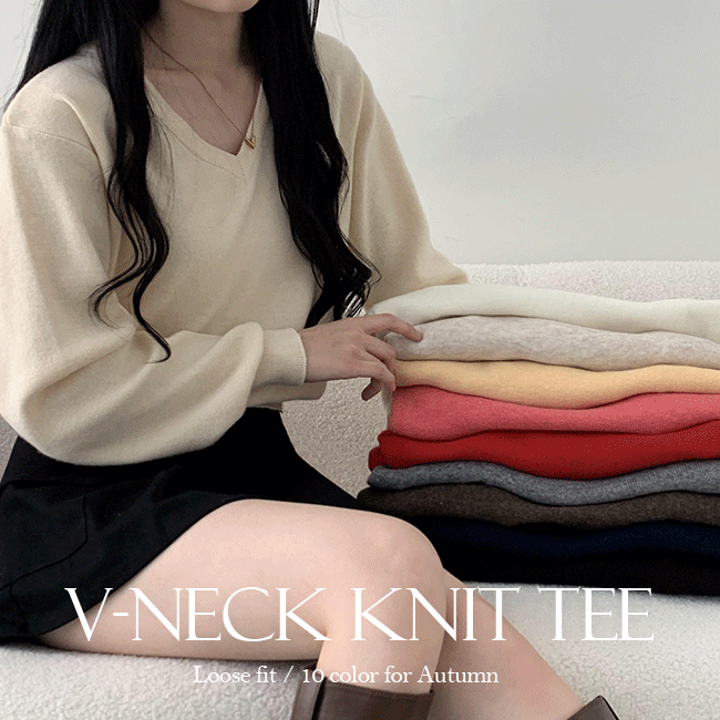 VERROL Loose Fit V-Neck Long-Sleeved Knitwear (10 colors) [fw New / Old Money Look / Layered Knitwear]