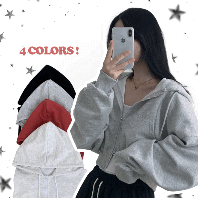 Keare loose fit two-way cropped hoodie zip-up (4 colors) [inter-season look/training/fall styling]