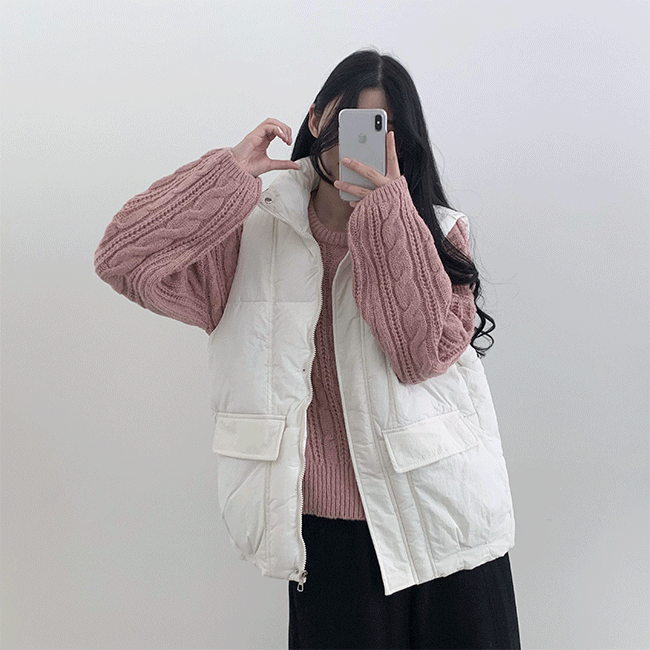 Cindy Oversized Fit String Padded Vest (3 colors) [New fw/High-Neck/y2k/Unique Look]
