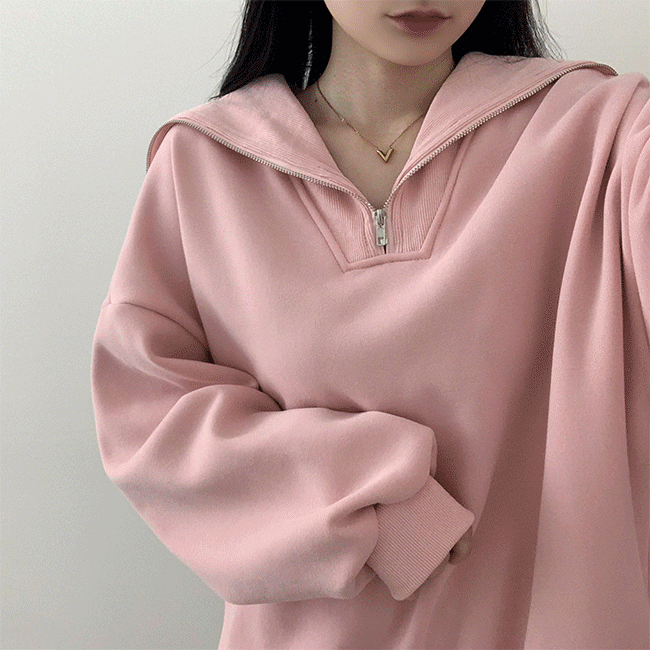 Moongsil Oversized Fit Semi-Zipup Napping Sweatshirt (5 colors) [Home/Big Size/Plain Sweatshirt/Winter New Product]