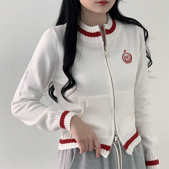 [1+1 Discount] Miju Loose Fit Coloring Logo Two-Way Knit Zip-Up (3 Colors) [Outer/High Tin/Preppy Look]