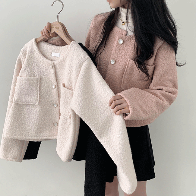 Shifu Loose fit Semi-crop wool tweed jacket (3 colors) [Short girl / New winter / Guest look / Office look / Year-end look / Guest look]