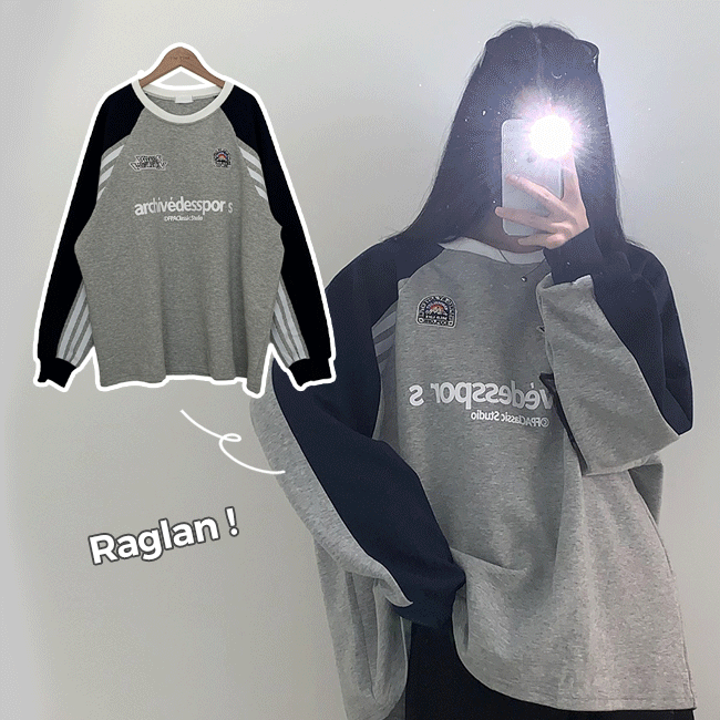 Chubo Oversized Fit Color Raglan Sweatshirt [Big Size Sweatshirt / Couple Look / Block Core Look / Winter Sweatshirt]