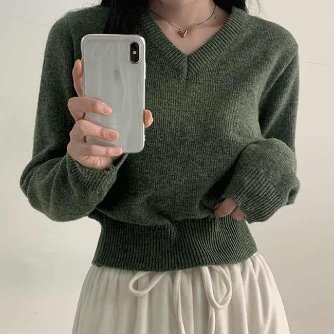 Ombi Loose fit Wool V-neck Knitwear (12 colors) [New winter/winter top/knit styling/short woman]