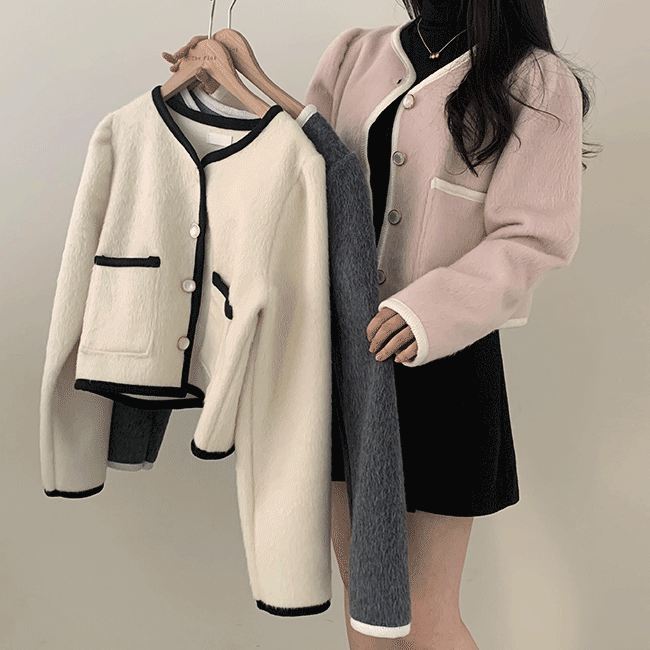 Milku Loose fit Fur Tweed Jacket (3 colors) [New Winter / Suede Jacket / Winter Guest Look / Short Girl / No Collar Jacket]