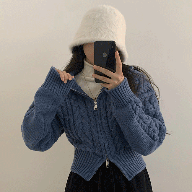 Ferran Loose Fit Hatchi Knit Zip-Up (5 colors) [Short Girl/Daily Look/New Winter]